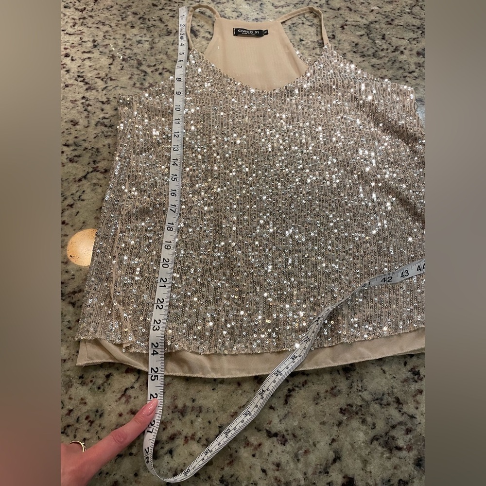 Sequin razorback tank made in Italy size M - Picture 7 of 7